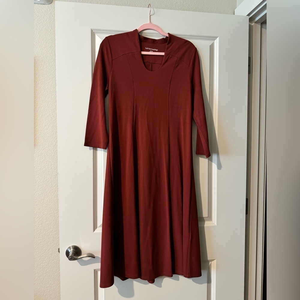 Soft Surroundings Terracotta Ponte Knit Dress Size Medium A Line EUC
